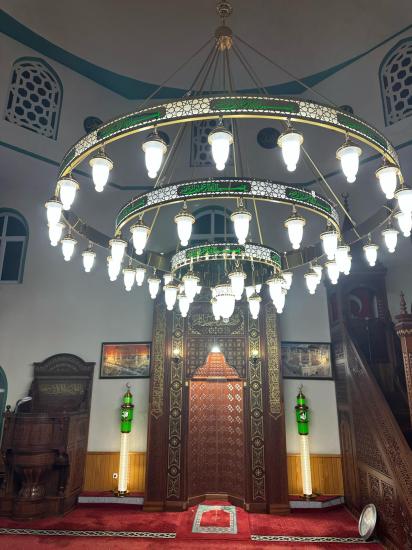 2.40 3 Halka 48 Ampul Besmeleli Yeşil Selçuklu Avize