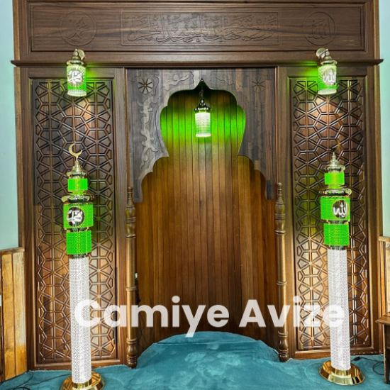Özel Lüks 5’li  Yeşil Cami Şamdan Seti