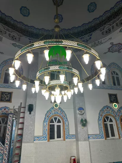 ÖZEL SELÇUKLU TURKUAZ 2 METRE CAMİ AVİZESİ