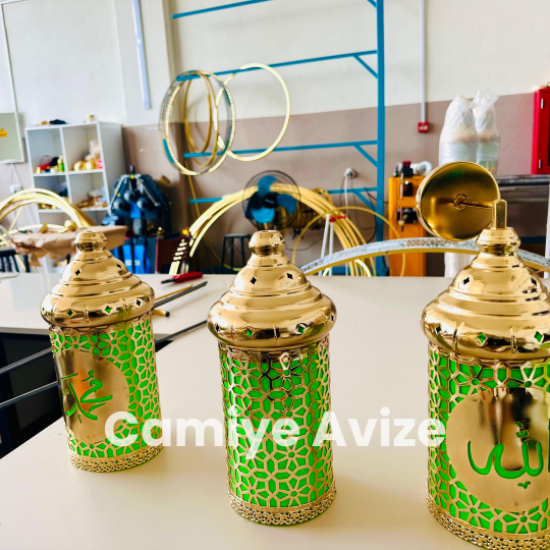 3’Lü Set Şamdan Üstü Yeşil 