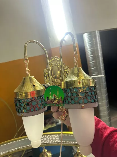 SELÇUKLU YAN DUVAR CAMİ APLİK TURKUAZ AVİZE